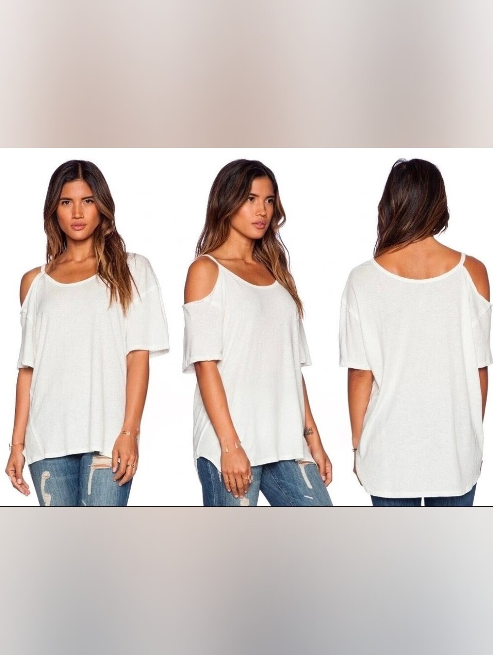 NWOT We The Free After Party Distressed Cold Shoulder Tee Top Size M